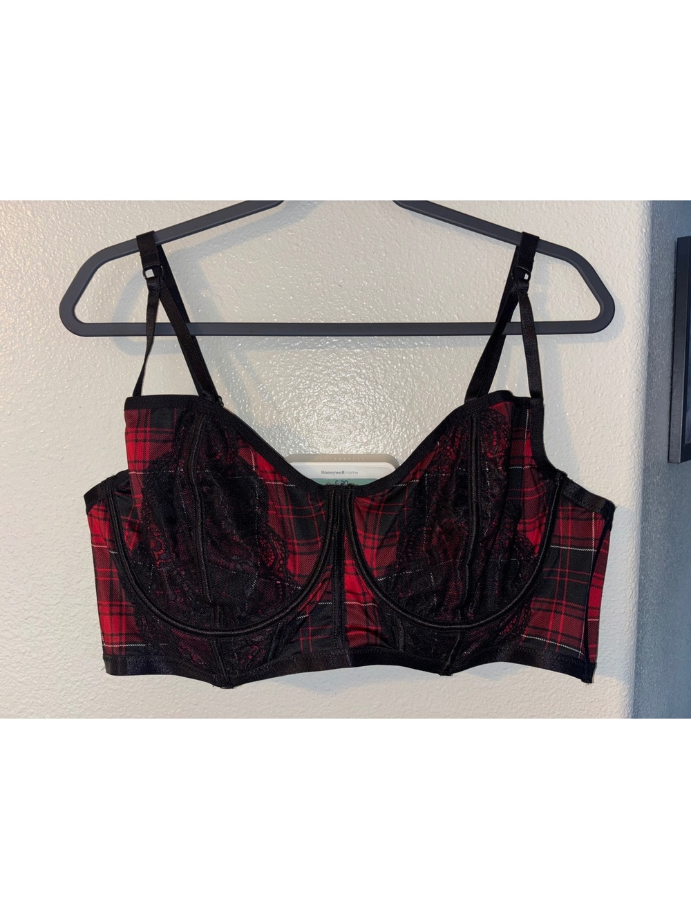 Torrid Curve Red Plaid Strappy Lace Underwire Longline Bralette Bra 3 / 3X NWT